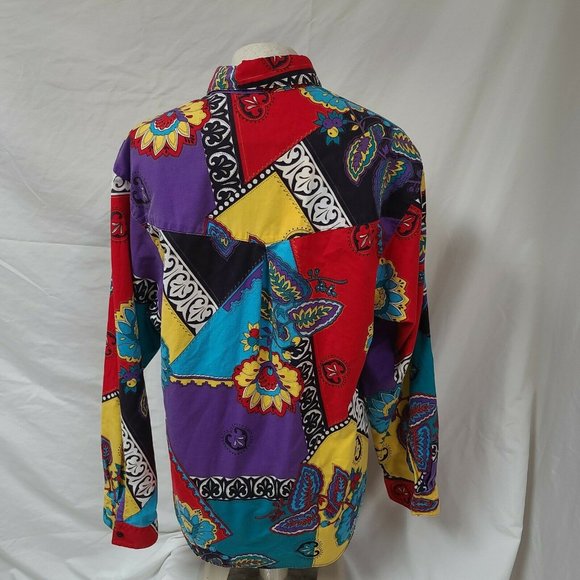VTG FRONTIER SERIES Floral Western Colorful Shirt - Picture 7 of 12
